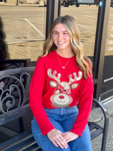 Load image into Gallery viewer, Christmas Patchwork Reindeer Soft Unisex Long Sleeve Tee