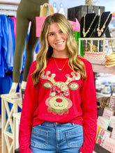 Load image into Gallery viewer, Christmas Patchwork Reindeer Soft Unisex Long Sleeve Tee