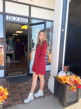 Load image into Gallery viewer, Garnet Long Sleeve Mini Dress With Side Pockets