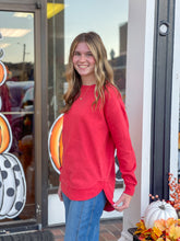 Load image into Gallery viewer, Royce Melange Poncho Red Fleece Sweatshirt