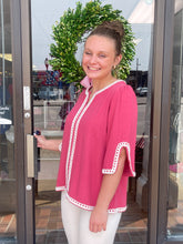 Load image into Gallery viewer, Raspberry 3/4 Sleeve Linen Tunic Top