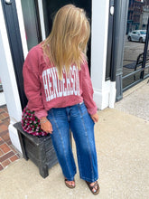 Load image into Gallery viewer, Sutton Dark Wash Mid Rise Front Patch Pocket Wide Leg Jeans