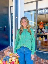Load image into Gallery viewer, Kelly Green Curved Hem Sweater