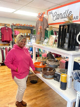 Load image into Gallery viewer, Royce Clairmont Hooded Melange Poncho Raspberry Fleece Sweatshirt
