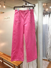 Load image into Gallery viewer, Hot Pink Cropped Wide Leg Pants with Contrast Stitching