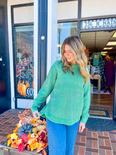 Load image into Gallery viewer, Kelly Green Curved Hem Sweater