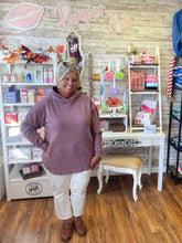 Load image into Gallery viewer, Royce Clairmont Hooded Melange Poncho Mauve Fleece Sweatshirt