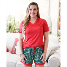 Load image into Gallery viewer, Women's V-Neck Pocket Sleep Tee- Bright Red