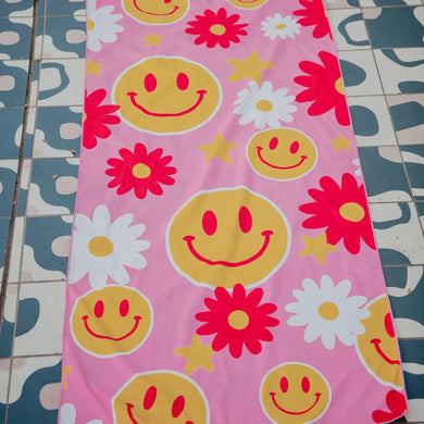 Quick Dry Red Flower Happy Beach Towel 63” x 31”