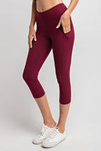 Load image into Gallery viewer, Buttery Super Soft Capri length Yoga Leggings With Pockets-Burgundy