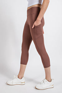 Buttery Super Soft Capri length Yoga Leggings With Pockets-Smoky Topaz