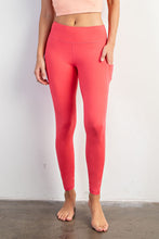 Load image into Gallery viewer, Buttery Soft Full Length Leggings In Flamingo Pink With Side Pockets