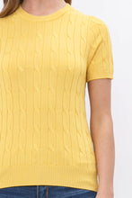 Load image into Gallery viewer, Ladies Short Sleeve Twist Cable Sweater- Yellow