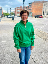 Load image into Gallery viewer, Green Half Zip Fleece Sweatshirt
