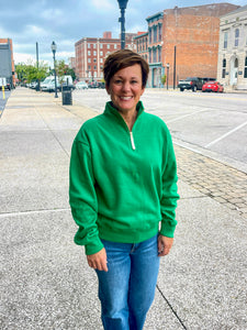 Green Half Zip Fleece Sweatshirt