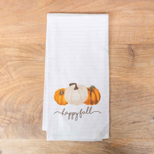 Happy Fall Pinstripe Tea Towel White/Natural 20x28