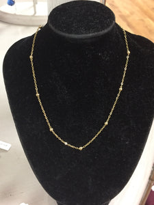 Gold Ball And Chain Stacking  Necklace 15"-17" 14KT Plated