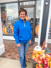 Load image into Gallery viewer, Blue Half Zip Fleece Sweatshirt