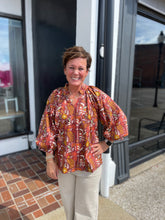 Load image into Gallery viewer, Fall Florals Scallop Hem Blouse