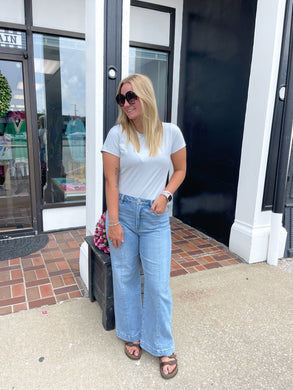 Trinity Light Wash High Rise Wide Leg Jeans