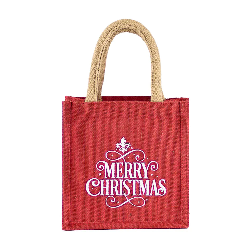 Merry Christmas Fleur Gift Tote 7x7x5