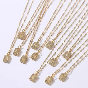 18K Gold Dipped Rhinestone Initial Necklace