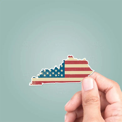Kentucky American Flag Sticker Vinyl Decal