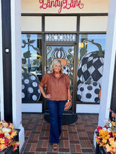 Load image into Gallery viewer, Chestnut Gathered Puff Sleeve Top