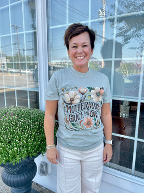 Motherhood Grace And Grit Unisex Comfort Colors Tee