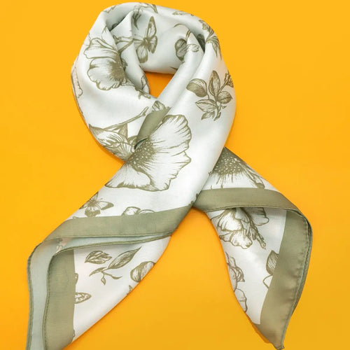 Petite Flower Print Silky Bandana Scarf