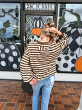 Load image into Gallery viewer, Brown &amp; Cream Stripe Relaxed Knit Top