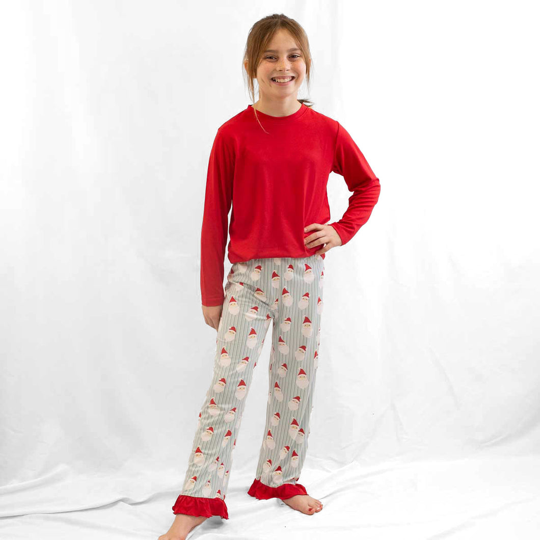 Girl's Jolly Santa Ruffle Sleep Pants