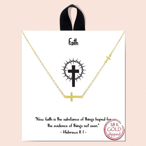 Short Faith Necklace Featuring Cross Pendant