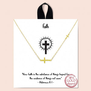 Short Faith Necklace Featuring Cross Pendant