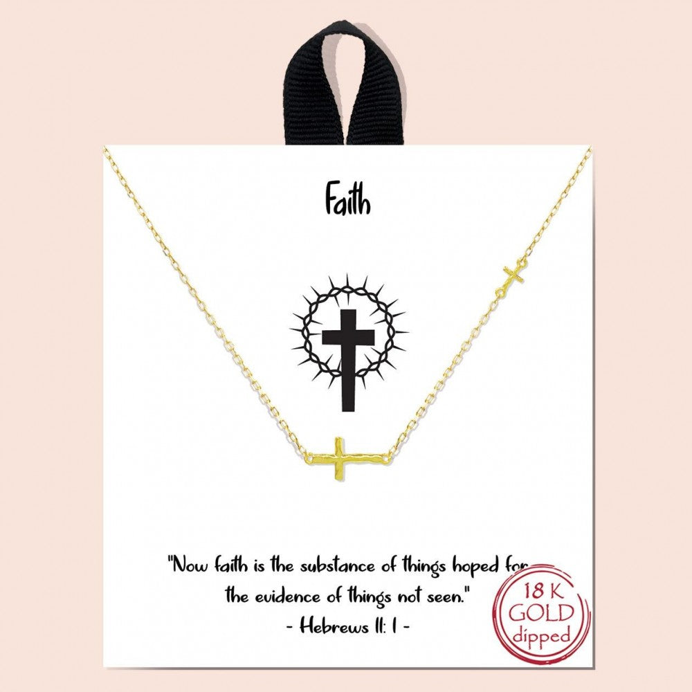 Short Faith Necklace Featuring Cross Pendant