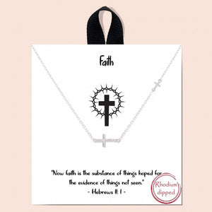 Short Metal Faith Necklace Featuring Cross Pendant
