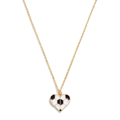 Heart Shaped Soccer Ball Pendant Necklace