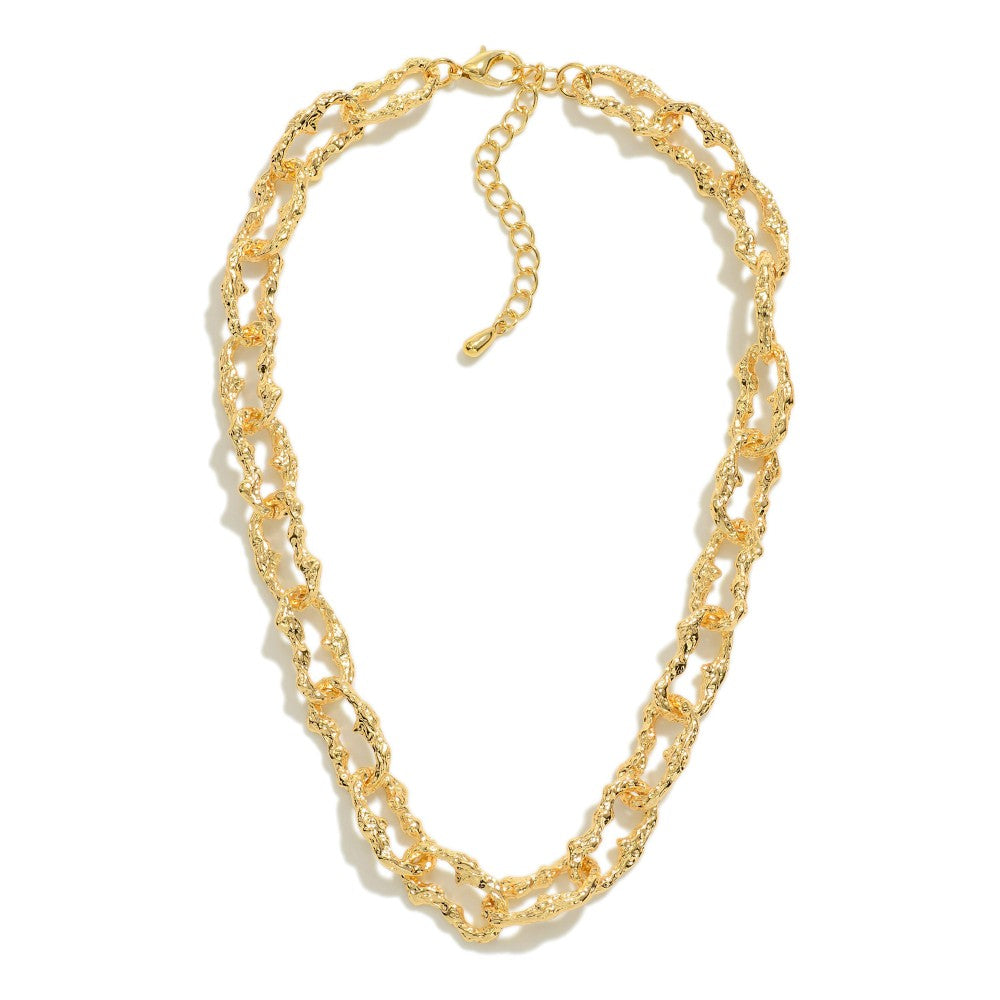 Foiled Textured Chain Link Necklace