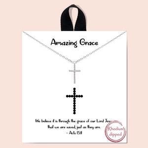 Dainty Chain Link Necklace Featuring Bubble Cross Pendant