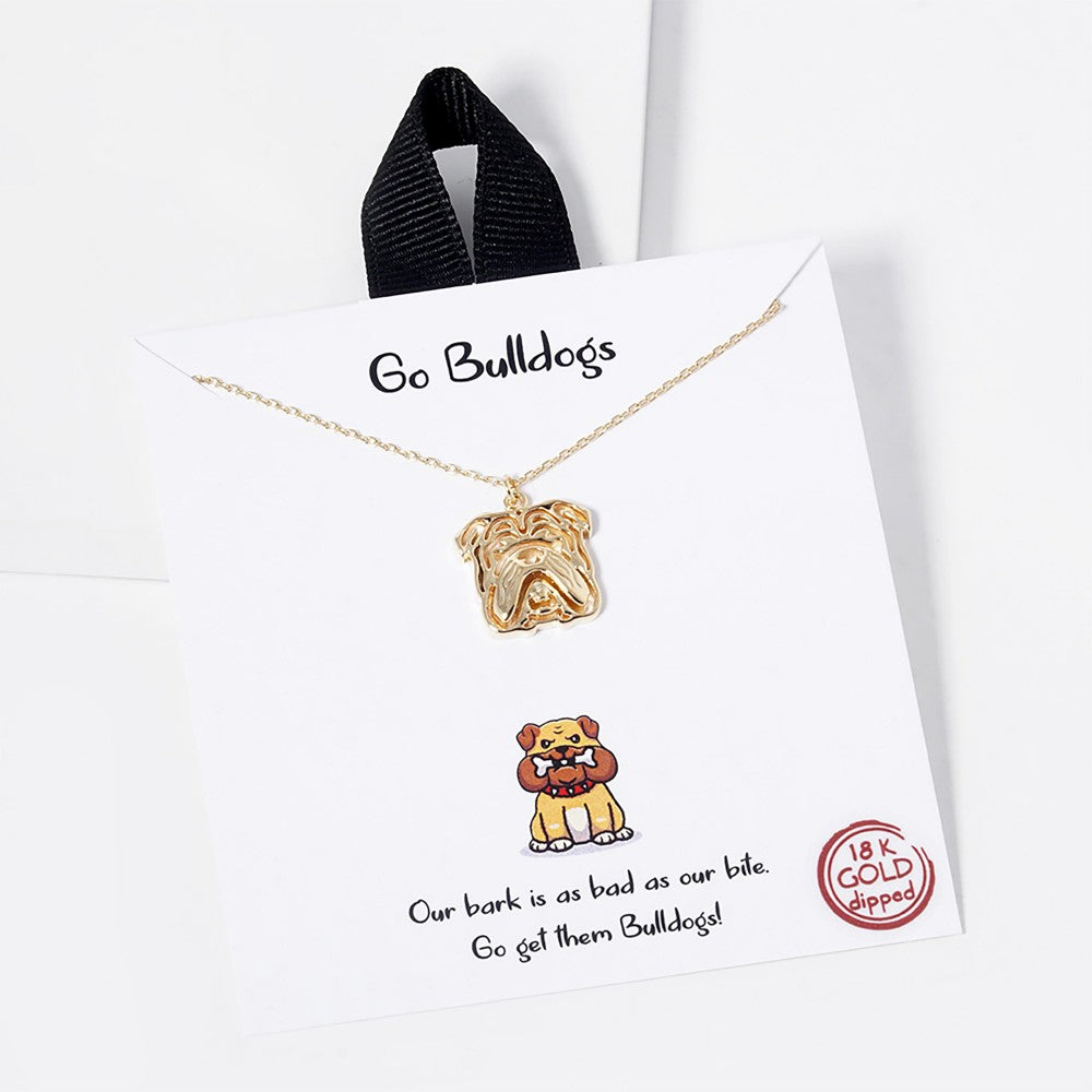 Chain Link Necklace Featuring Bulldog Pendant