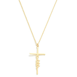 Chain Link Necklace Featuring "Faith" Cross Pendant