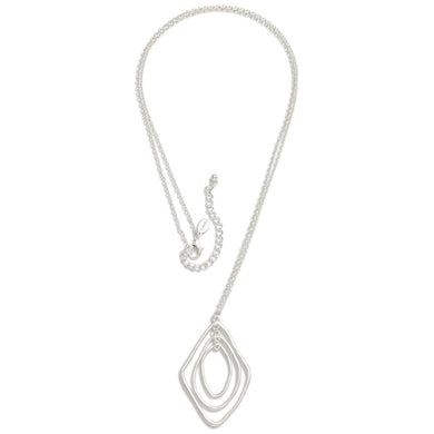 Long Chain Link Necklace Featuring Nesting Geometric Shape Pendant