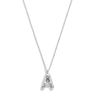 Stainless Steel Dainty Chain Link Necklace Featuring Bubble Balloon Initial Pendant