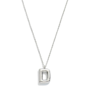 Stainless Steel Dainty Chain Link Necklace Featuring Bubble Balloon Initial Pendant