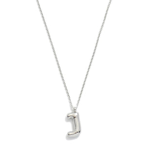 Stainless Steel Dainty Chain Link Necklace Featuring Bubble Balloon Initial Pendant