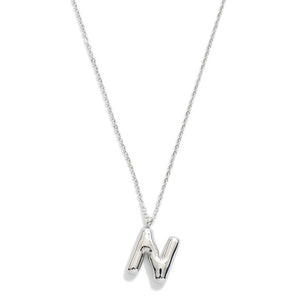 Stainless Steel Dainty Chain Link Necklace Featuring Bubble Balloon Initial Pendant