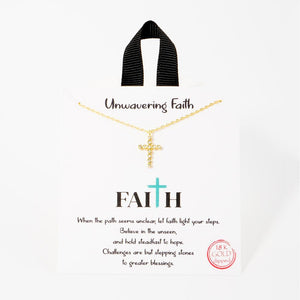 Dainty Chain Link Necklace Featuring Cubic Zirconia Cross Pendant