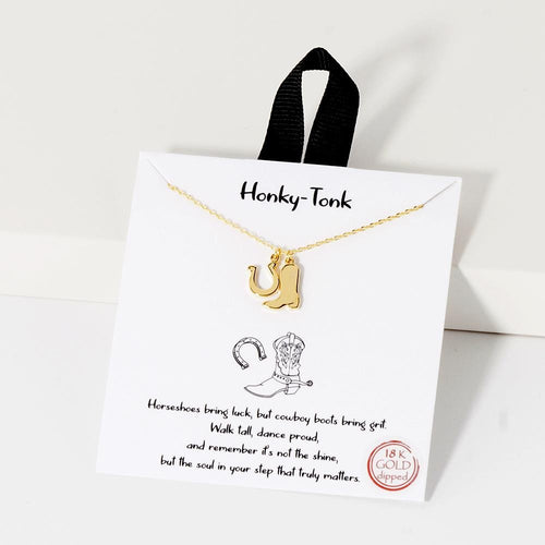 Dainty Chain Link Necklace Featuring Cowboy Boot & Horseshoe Pendants