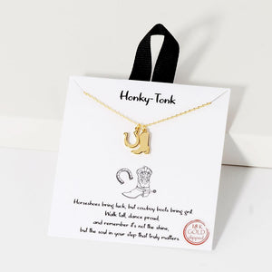 Dainty Chain Link Necklace Featuring Cowboy Boot & Horseshoe Pendants