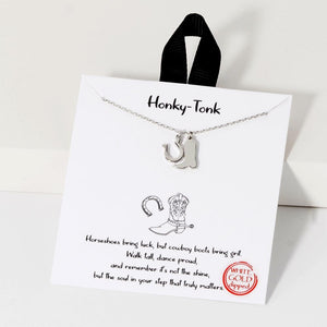 Dainty Chain Link Necklace Featuring Cowboy Boot & Horseshoe Pendants